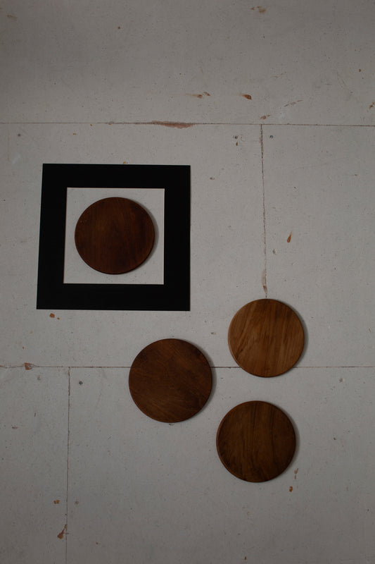 Set of 4 teak wooden coaster