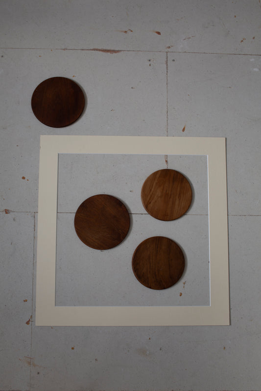 Set of 4 teak wooden coaster