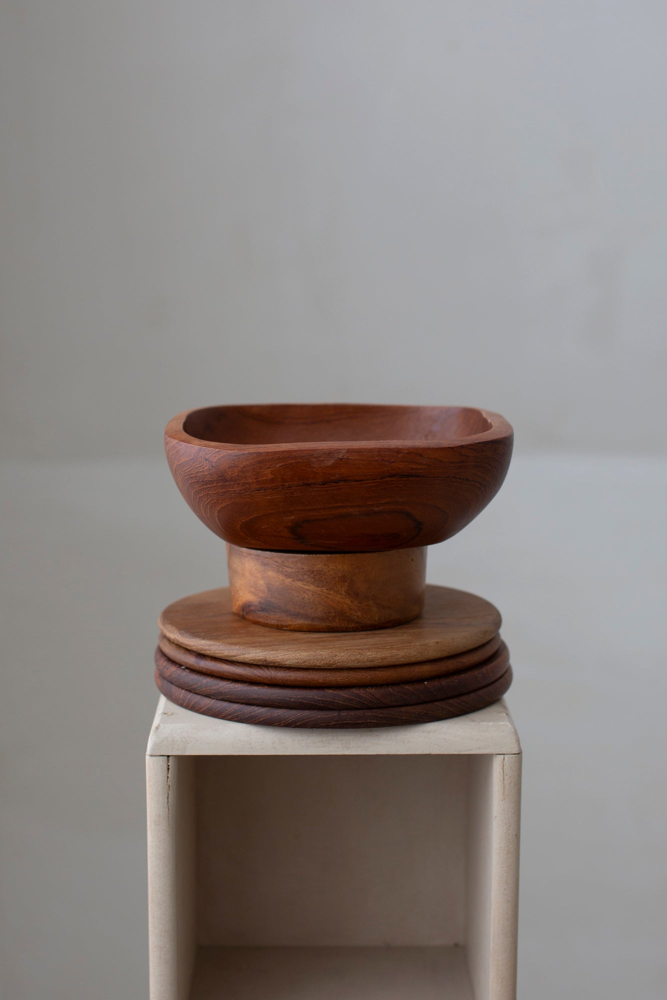 Set of 4 teak wooden coaster