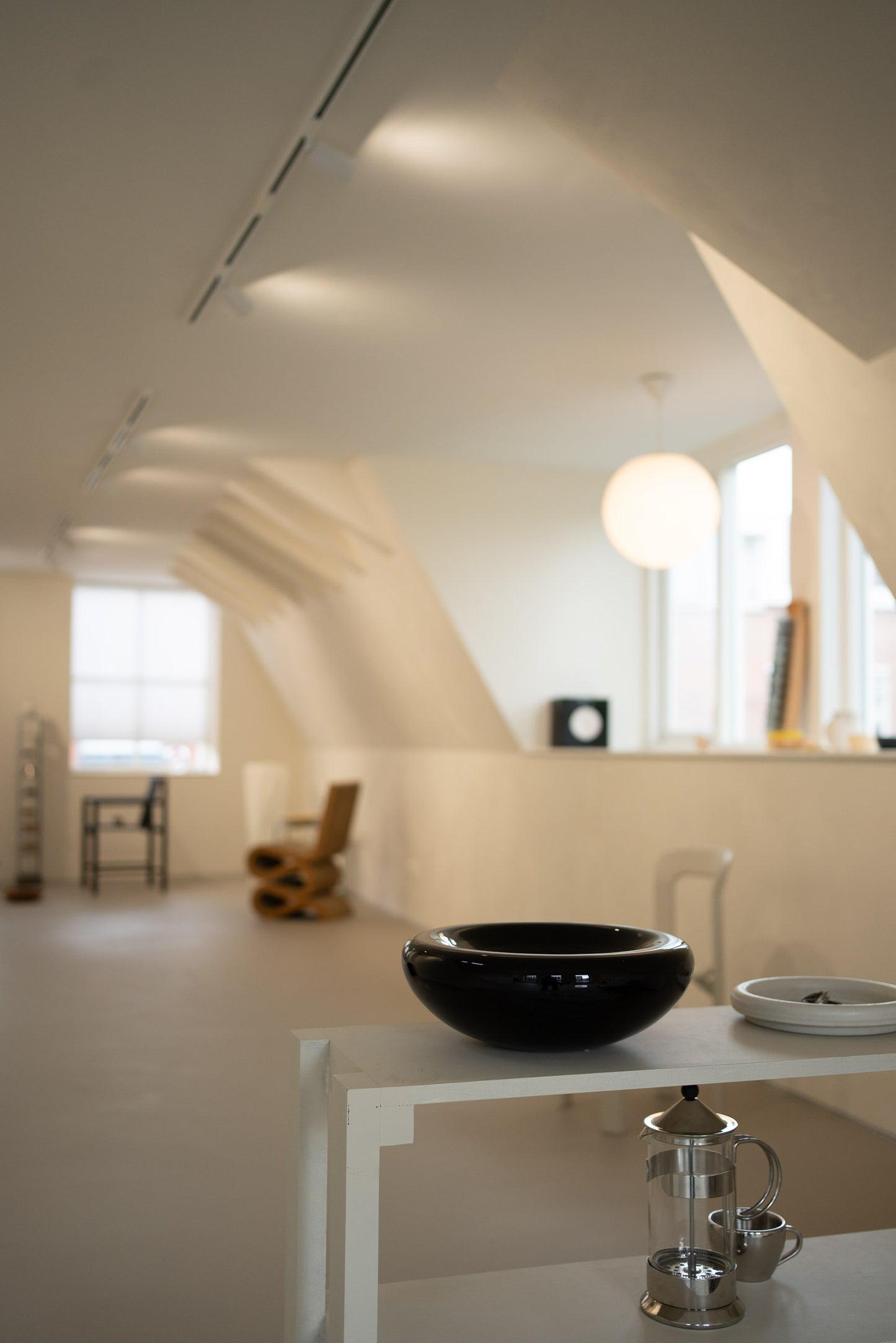 Chunky black glass bowl