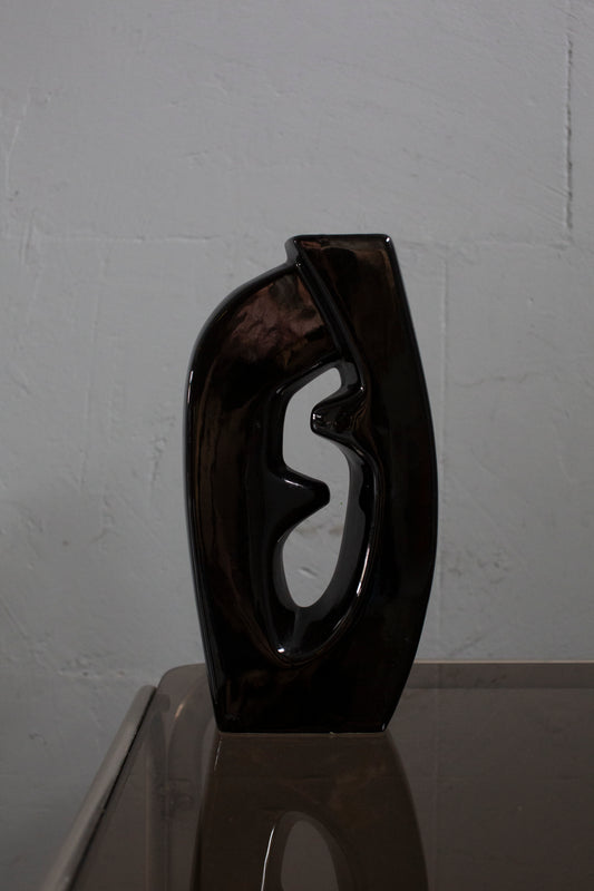 Sculptural black ceramic vase