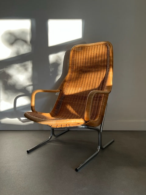 vintage rattan lounge chair by Dirk van Sliedrecht 60's