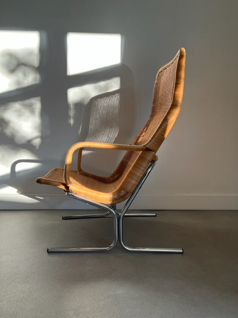 vintage rattan lounge chair by Dirk van Sliedrecht 60's