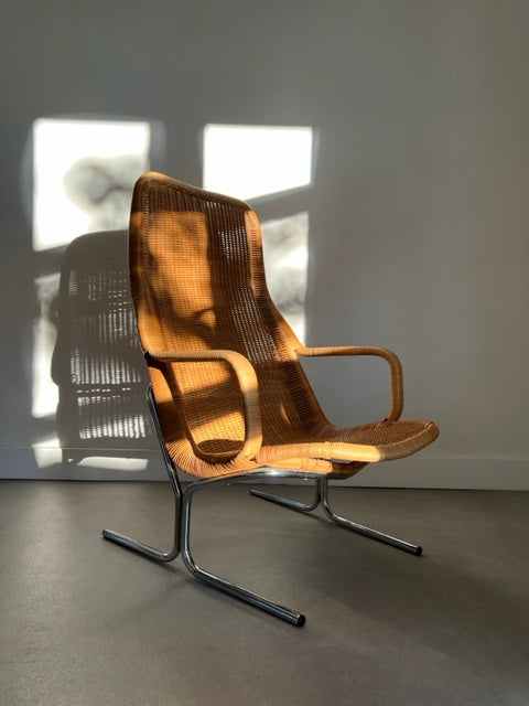 vintage rattan lounge chair by Dirk van Sliedrecht 60's