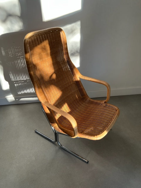 vintage rattan lounge chair by Dirk van Sliedrecht 60's