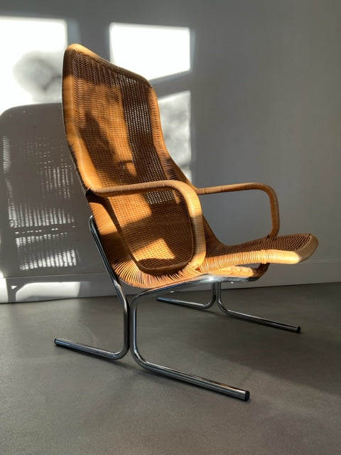 vintage rattan lounge chair by Dirk van Sliedrecht 60's