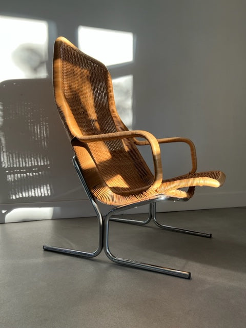 vintage rattan lounge chair by Dirk van Sliedrecht 60's