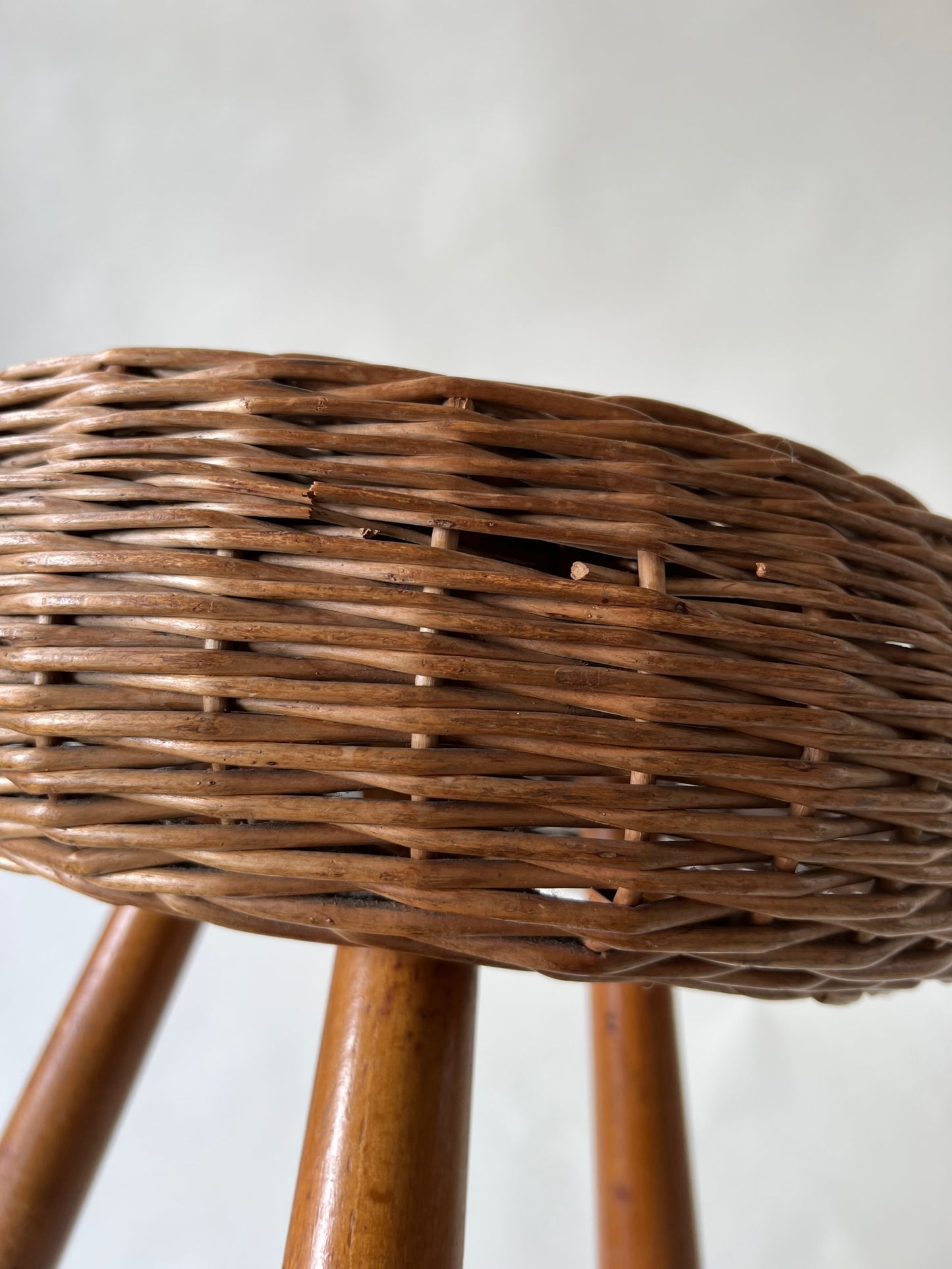 Tony Paul rattan / wicker stool '50 s