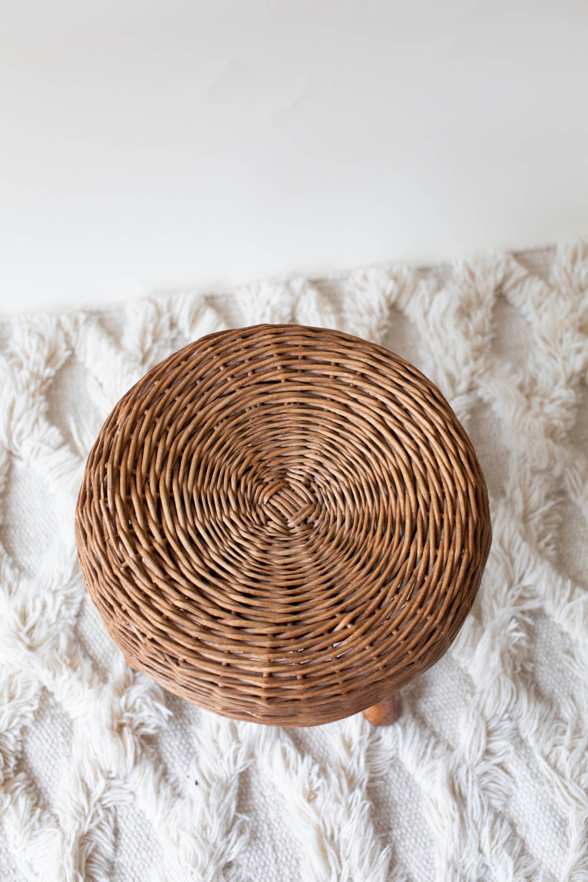 Tony Paul rattan / wicker stool '50 s