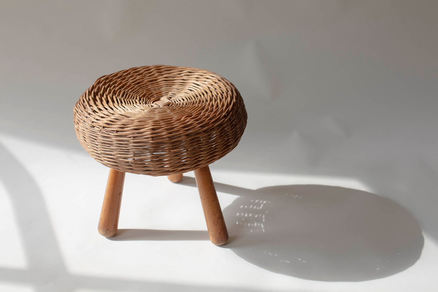 Tony Paul rattan / wicker stool '50 s