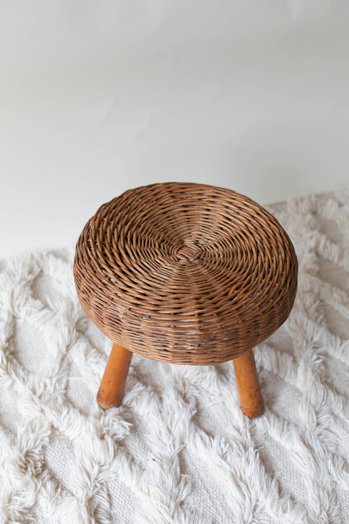 Tony Paul rattan / wicker stool '50 s