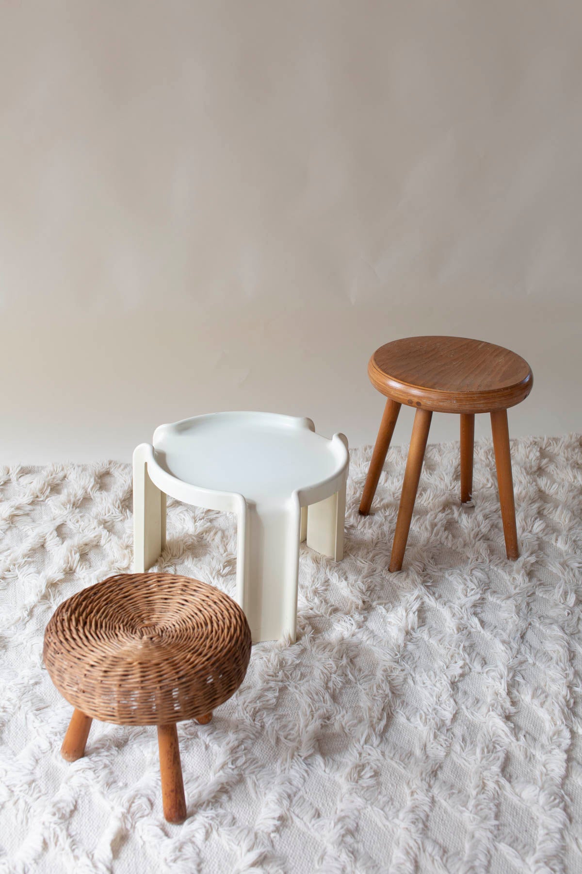 Tony Paul rattan / wicker stool '50 s